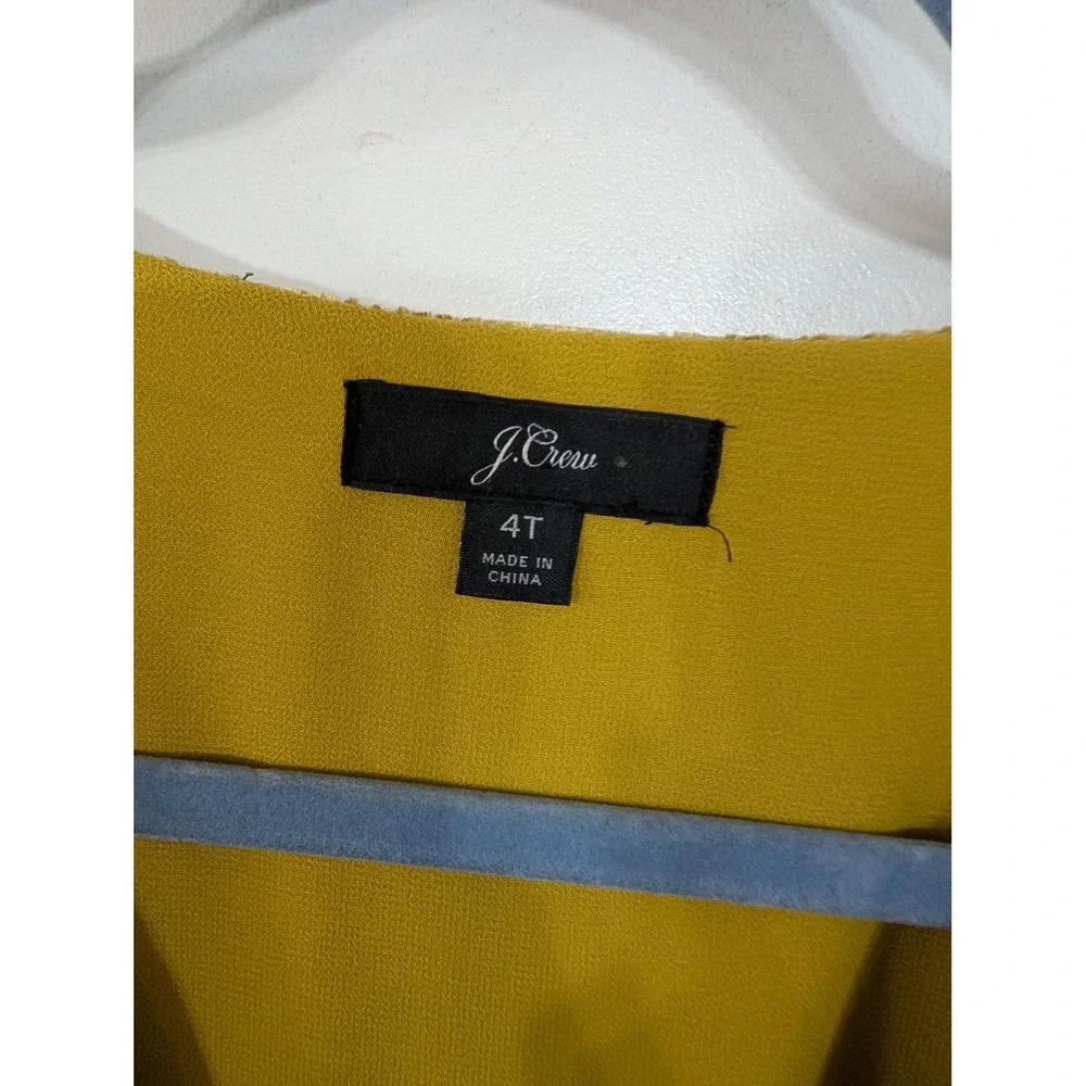 J Crew Velvet Wrap Peplum Top Mustard Yellow Long Sleeve women's 4 tall *no belt